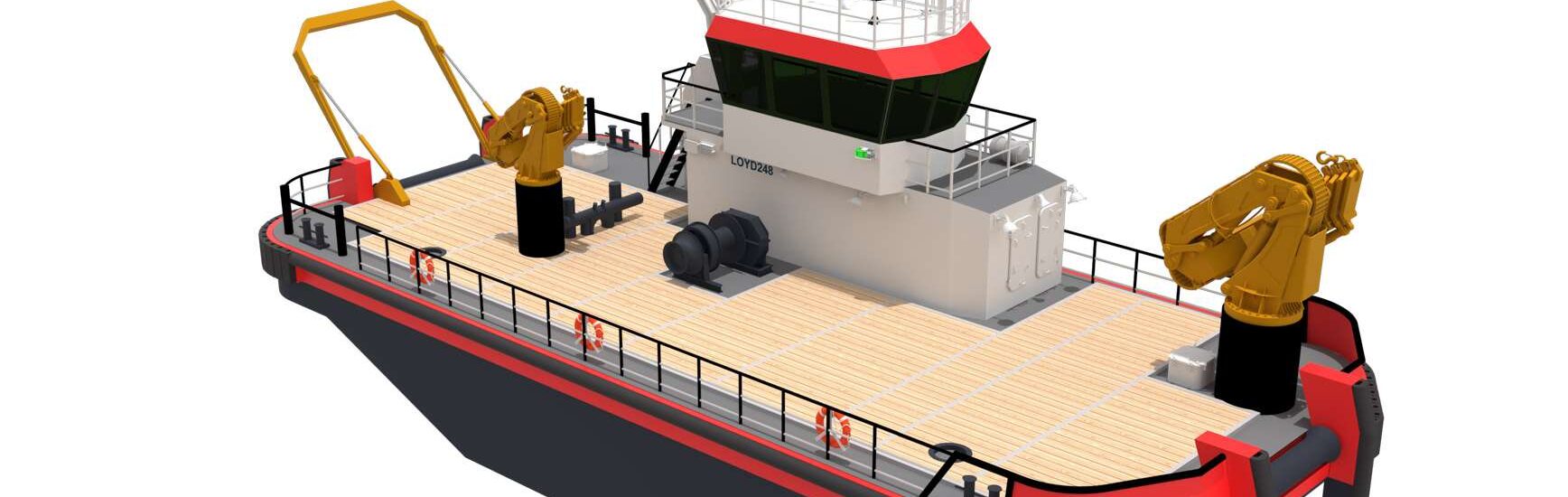 motor barge type vessel production render image